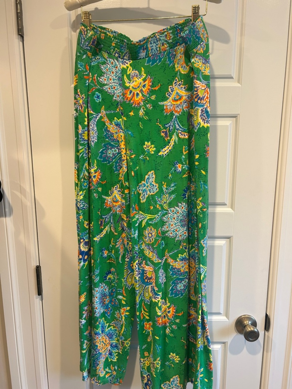 Lauren Ralph Lauren Green Floral Wide-Leg Trousers
